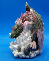 Dragon Perched on Crystals - Resin Figurine Approx 3 1/2&quot; Tall - £6.38 GBP