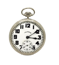 Antique 1923 Illinois Watch Co. Bunn 19j White Gold Filled Pocket Watch 16s - £391.72 GBP