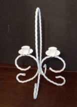 White Twisted Metal Candle Holder 13&quot; tall Taper / Votive Stand Table To... - £14.83 GBP