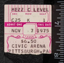 Vintage Frank Zappa Ticket Stub November 7 1975 Pittsburgh Civic Arena tob - £42.83 GBP