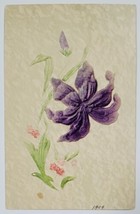 Greeting Flocked Purple Flowers 1909 to Culberston Nebraska Postcard W6 - £4.75 GBP