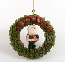 Christmas Ornament Hallmark 1976 Twirl About Santa in Wreath Vintage - £8.78 GBP