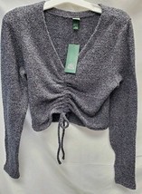 Women's XL Long Sleeve V-Neck Ruched Front Fitted Sweater Knit T- Wild Fable image 2