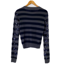 Diabless Sequin Striped Fine Knit Cardigan Sweater Women&#39;s T1 Small Gray... - £28.30 GBP