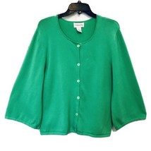 Chadwick&#39;s Womens Vintage 1990’s Large Jade Green Button Up Bell Sleeve Cardigan - £19.60 GBP