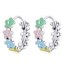 925 Silver Multiple Colorful Daisy Flower Ear Buckles Earrings for Women Clips C - £18.47 GBP