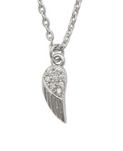Sterling Silver Angel Feather Wing Clear Micro Pave CZ Pendant Necklace - £30.84 GBP