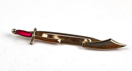 SWANK Vintage Sword Tie Bar Clip with Red Stone on Handle 3.5" VGC - $8.41