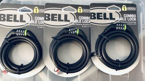 3-Bell Bicycle Combination Cable Lock 8MMX5FT Protective Cover 3 locks total NEW - $16.39