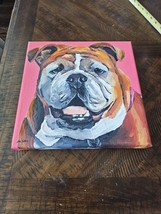 Canvas Art Print Glicee Paint English Bulldog Dog Flower Crown SIGNED Le... - £23.46 GBP