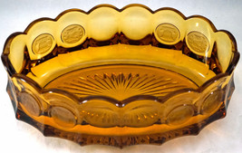 FOSTORIA Glass Amber Coin OVAL BOWL serving dish vintage - £27.93 GBP