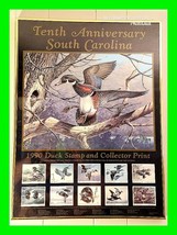 Duck Stamp Collector Print 10th Anniversary S. Carolina 1990 Framed Post... - £103.77 GBP