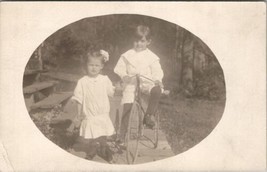 RPPC Darling Girl Margaret Babb Young Boy on Tricycle Real Photo Postcar... - £14.80 GBP