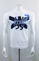 Scotland Men&#39;s Size Medium Crest #7 Crew Neck Short Sleeve White Blue T Shirt - £8.69 GBP
