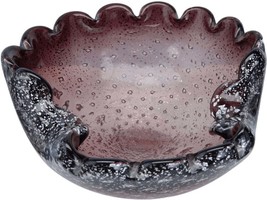 Mid century Murano Controlled bubbles silver foil bowl - $84.15