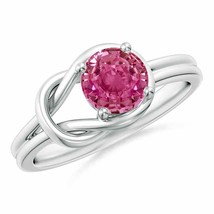 ANGARA 6mm Natural Pink Sapphire Solitaire Infinity Knot Ring in Sterling Silver - £396.19 GBP+