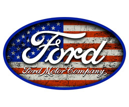 American Flag with Ford emblem Sticker Grunge Vinyl Decal Car Truck - £2.65 GBP+