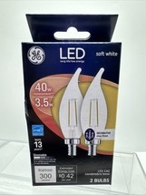 GE 40w/3.5w Dimmable Soft White LED Clear Bent Tip Decorative 2 Bulb COM... - $106.47 MXN