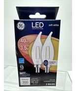 GE 40w/3.5w Dimmable Soft White LED Clear Bent Tip Decorative 2 Bulb COM... - $103.18 MXN