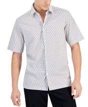 Alfani Men&#39;s Regular-Fit Geo-Print Button-Down Shirt Short Sleeve Gray F... - $18.99