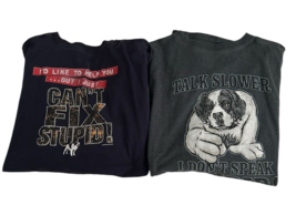 Vtg Y2K Big Dogs You Can&#39;t Fix Stupid /Talk Slower 5XL Graphic Tees (Lot of 2) - $42.69