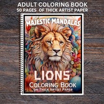 Lions - Mandalas- Spiral Bound Adult Coloring Book - Thick Artist Paper - £20.13 GBP