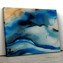 Blue Brown Wave Smoke Abstract Illustrations Modern 16 ,Canvas Wall Art - £28.21 GBP+