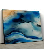 Blue Brown Wave Smoke Abstract Illustrations Modern 16 ,Canvas Wall Art - £28.30 GBP+