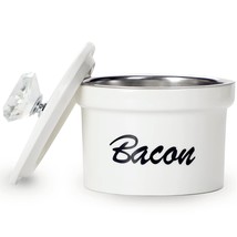 Bacon Grease Container Keeper With Crystal Lid And Strainer, 12 Oz Ceram... - £31.96 GBP
