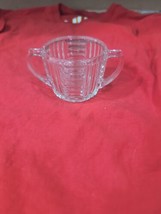Vintage Double Handled Pressed Glass Sugar Bowl w/Vertical &amp; Horizontal Panels - £5.45 GBP