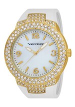 NEW Vernier VNR11073YGW Women&#39;s Analog Watch Oversized Gold Mother Of Pearl Dial - £19.69 GBP