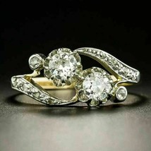 2.20CT Diamanti Finti By-Pass Vintage Art Déco Ring Placcato Oro Giallo Argento - £260.36 GBP