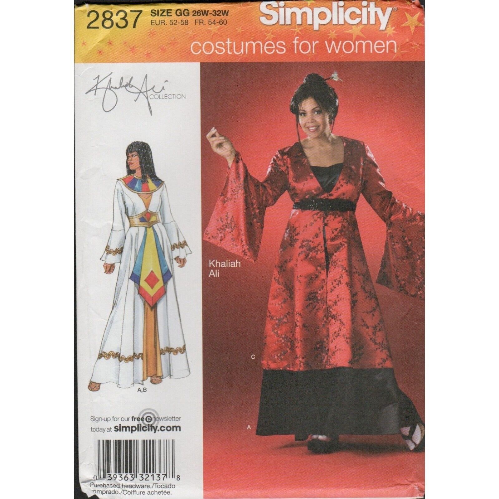 Simplicity 2837 Khaliah Ali Asian & Egyptian Dress Costume Pattern Size 26W-32W - £14.55 GBP