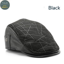 Men&#39;s PU leather cap, solid color retro British style - £19.98 GBP