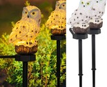2 Pack Owl Figure Solar Led Lights, Resin Garden Waterproof Decorations ... - £37.51 GBP
