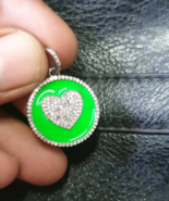 Heart Shape Pendant For Women 925 Silver Pave Diamond Round Charm Pendan... - £50.76 GBP