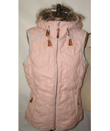 New NWT Womens S Prana Faux Fur Hooded Vest Blush Pink Gray Logo Chevron... - £162.36 GBP