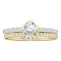 14k Yellow Gold Round Diamond Bridal Wedding Engagement Ring Band Set 3/4 Ctw - £1,495.95 GBP