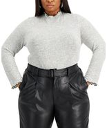MSRP $39 Rebellious One Trendy Plus Size Hacci Turtleneck Sweater Gray S... - €16,87 EUR