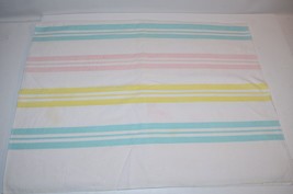 Vtg BABY Receiving Blanket Dundee 26X38 stripes Pink blue Nursery swaddle 1970&#39;s - $14.36