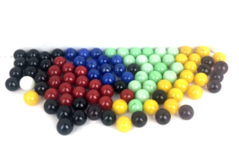 Vintage Mini Marbles Lot of 96 Solids and Swirls Black Red Blue Green Yellow - £18.98 GBP