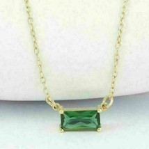 1Ct Baguette Cut CZ Green Emerald Solitaire Pendant 14k Yellow Gold Finish - £97.85 GBP