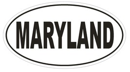 Maryland Oval Bumper Sticker or Helmet Sticker D2336 State Euro Oval - $1.39+