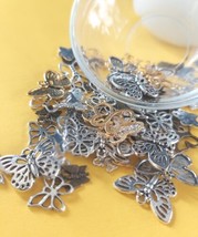 Butterfly Charms Antiqued Silver Butterflies Pendants Bronze Insect Mix 20pcs - £4.84 GBP