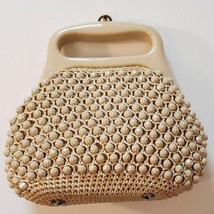 Burdine&#39;s Sunshine Fashions Italy Crocheted Raffia Beige Purse Vintage 1960s - £27.55 GBP