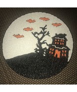 Cynthia Rowley Haunted House Bat Halloween Beaded Placemat 15” Round Set 2 - $49.99