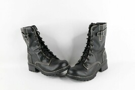 Vintage Grunge Goth EDM Womens Size 7.5 Chunky Platform Zip Buckle Boots... - $84.11