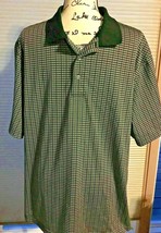 Men’s George XL 46-48 Black Tan Polo Golf Polyester 3 Button Shirt SKU 026-79 - $26.00