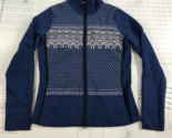 Eddie Bauer Tech Sweater Womens Small Blue White Gray Nordic Full Zip Me... - $23.12