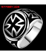 STABBYJOE MENS IRON CROSS RING CAST 316L SURGICAL STAINLESS STEEL SZE 7-13 USA - $12.99 - $14.99